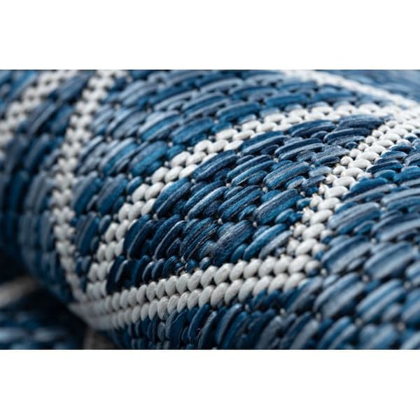 Matta SISAL SION Geometric, Ruter 21778 Flat vävd mörkblå / ecru, 80x150 cm