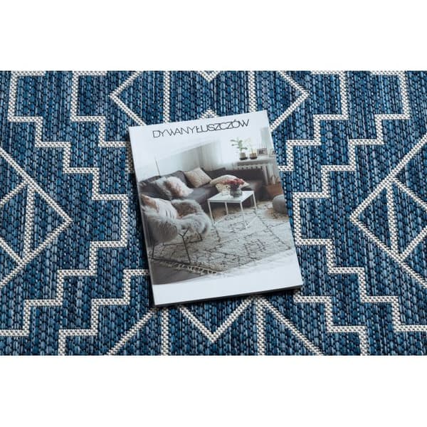 Matta SISAL SION Geometric, Ruter 21778 Flat vävd mörkblå / ecru, 80x150 cm