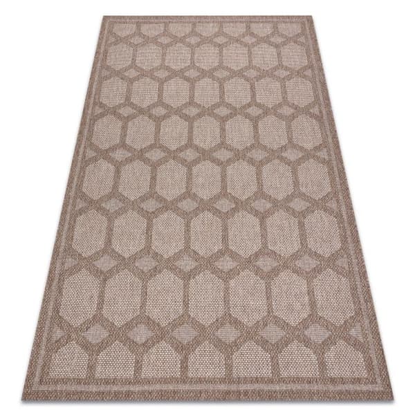 Matta HOUSE SISAL 40356 Ruter, Platt vävd, ullaktig effekt beige, 120x170 cm