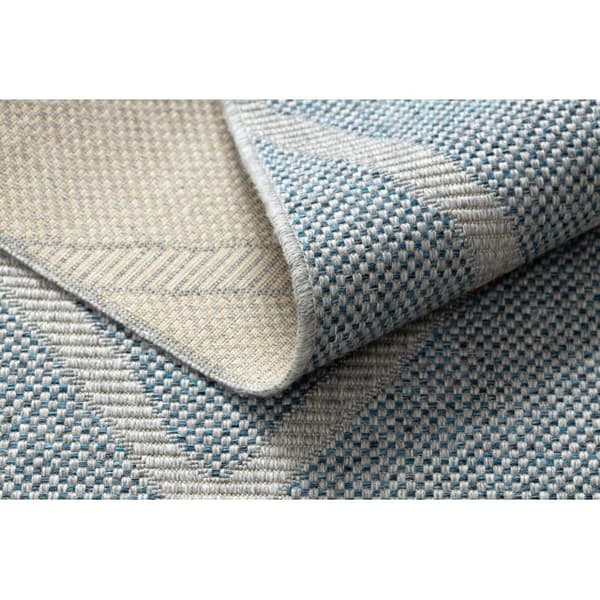 Matta HOUSE SISAL 40345 gitter, Platt vävd, ullaktig effekt grå / blå, 140x190 cm
