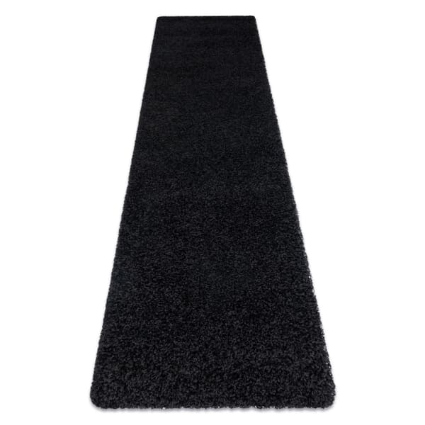 Tæppe, Fortovet SOFFI shaggy 5cm sort - ind i køkkenet, til gangen, til korridoren, 80x250 cm