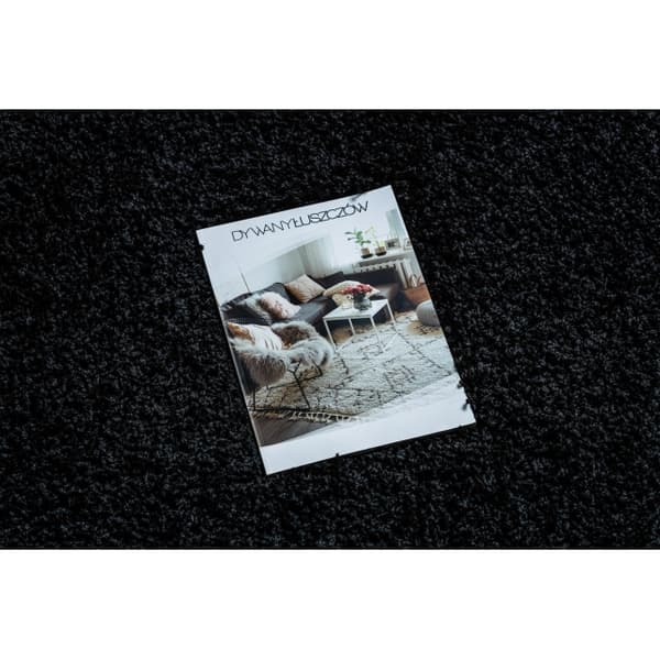 Matta SOFFI cirkel shaggy 5cm svart, cirkel 100 cm