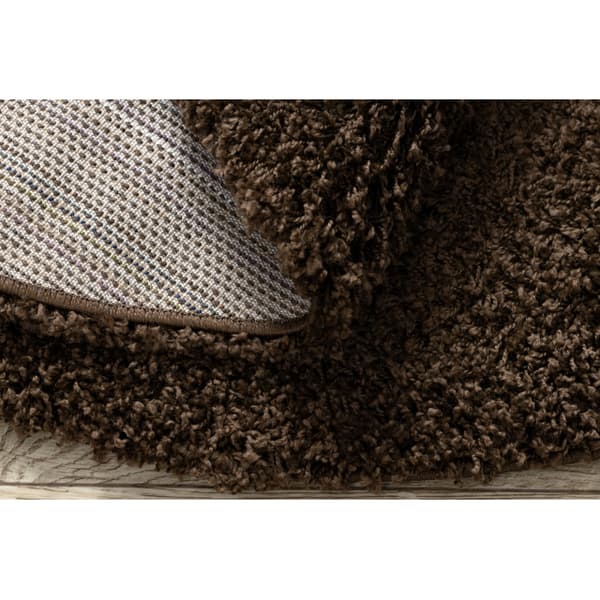 Tæppe SOFFI hjul shaggy 5cm brun, cirkel 120 cm