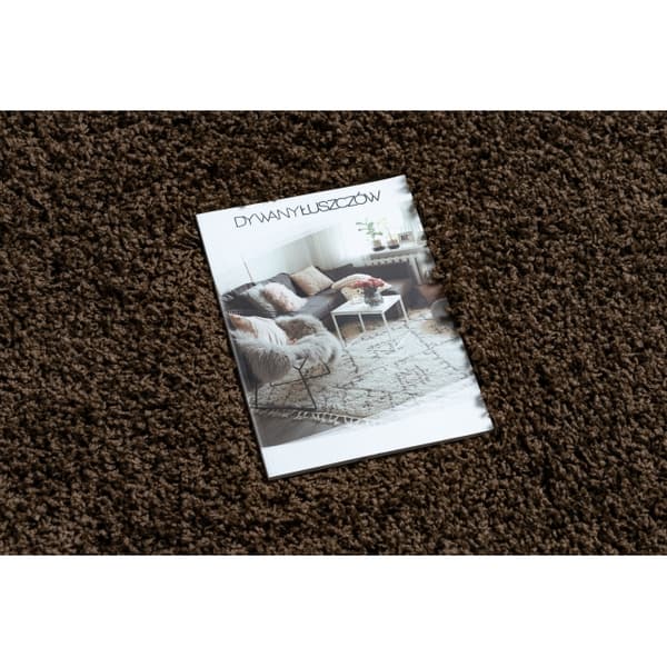 Tæppe SOFFI hjul shaggy 5cm brun, cirkel 120 cm