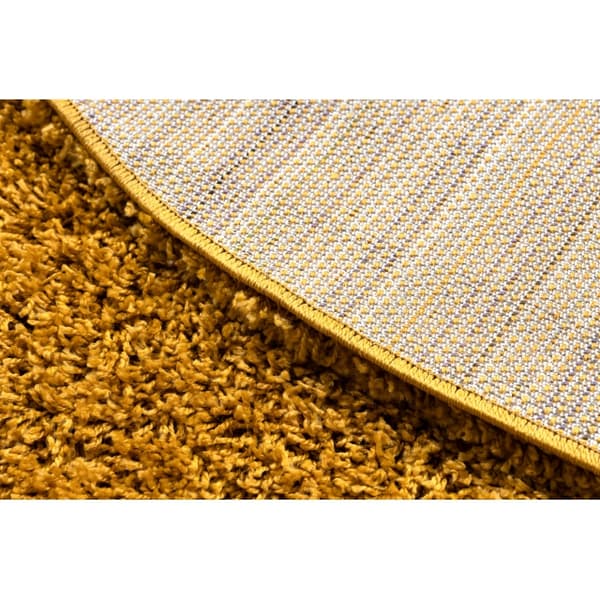 Tæppe SOFFI hjul shaggy 5cm guld, cirkel 100 cm
