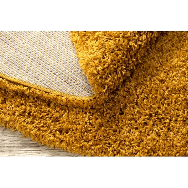 Tæppe SOFFI hjul shaggy 5cm guld, cirkel 100 cm