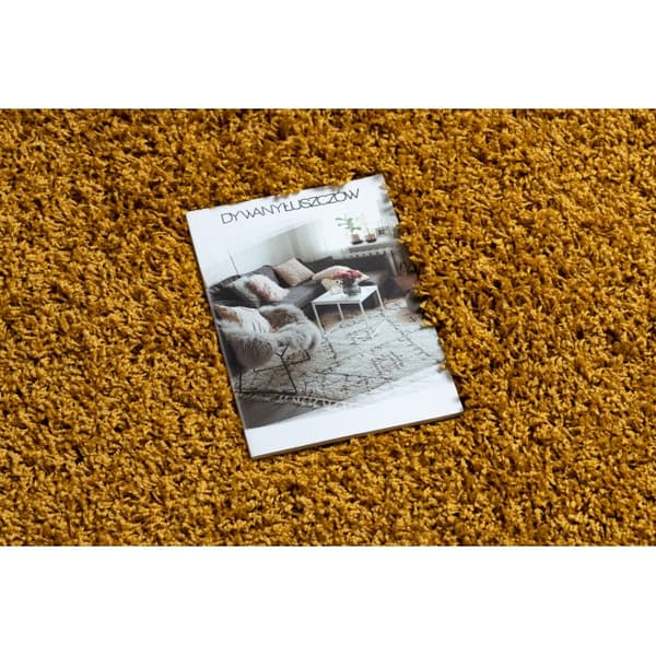 Tæppe SOFFI hjul shaggy 5cm guld, cirkel 120 cm
