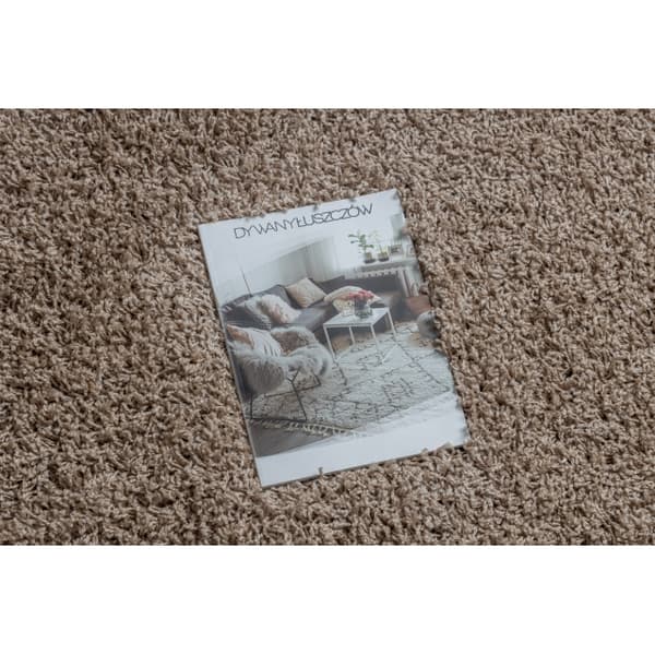 Tæppe SOFFI hjul shaggy 5cm beige, cirkel 120 cm