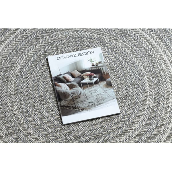 Matta runda FLAT 48837637 SISAL Boho, fläta grå, cirkel 120 cm