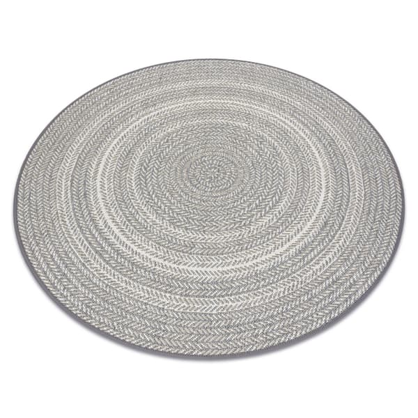 Matta runda FLAT 48837637 SISAL Boho, fläta grå, cirkel 120 cm