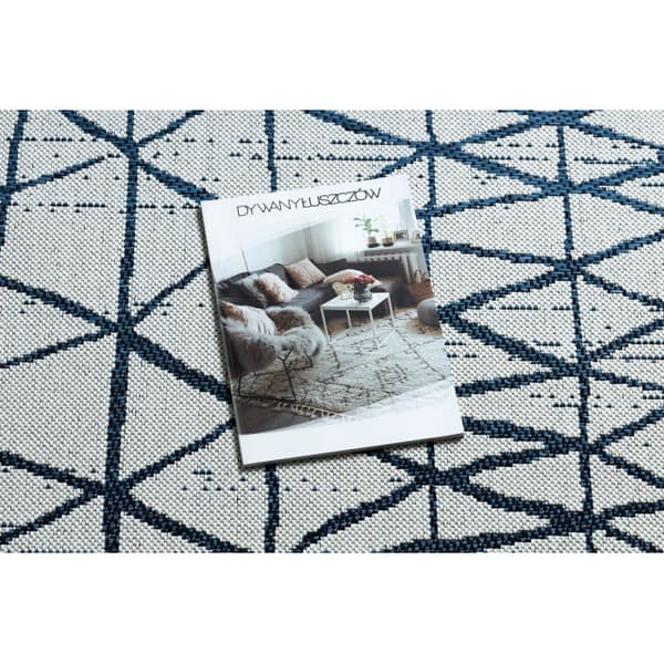 Tæppe Strenge SISAL COLOR 47278306 Linjer, trekanter beige / blå, 80x150 cm