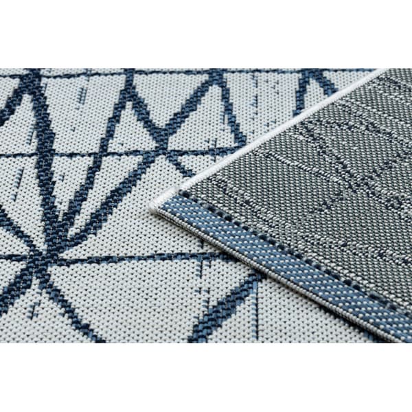 Tæppe Strenge SISAL COLOR 47278306 Linjer, trekanter beige / blå, 120x170 cm
