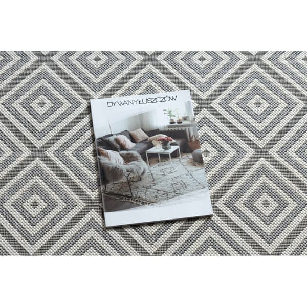 Matto STRING SIZAL FLAT 48607637 Neliöt, rombit harmaa / kerma, 120x170 cm