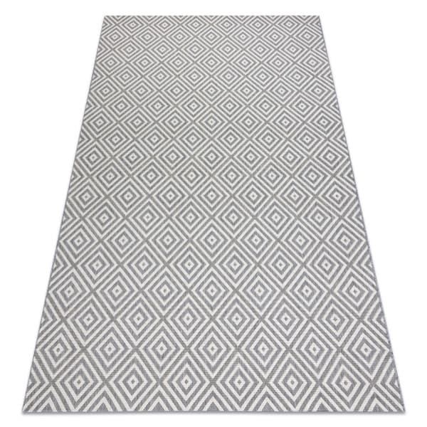 Sisaltæppe SISAL FLAT 48607637 Firkanter, rhomber grå / fløde, 120x170 cm