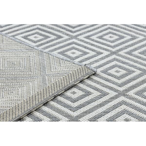 Sisaltæppe SISAL FLAT 48607637 Firkanter, rhomber grå / fløde, 200x290 cm