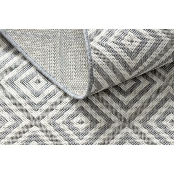 Sisaltæppe SISAL FLAT 48607637 Firkanter, rhomber grå / fløde, 200x290 cm