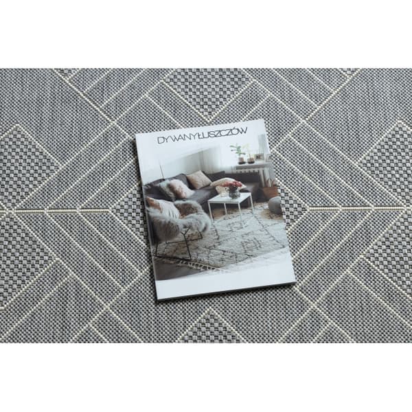 Matta SISAL FLAT 48731637 Kvadrater diamanter, geometrisk grå / kräm, 80x150 cm