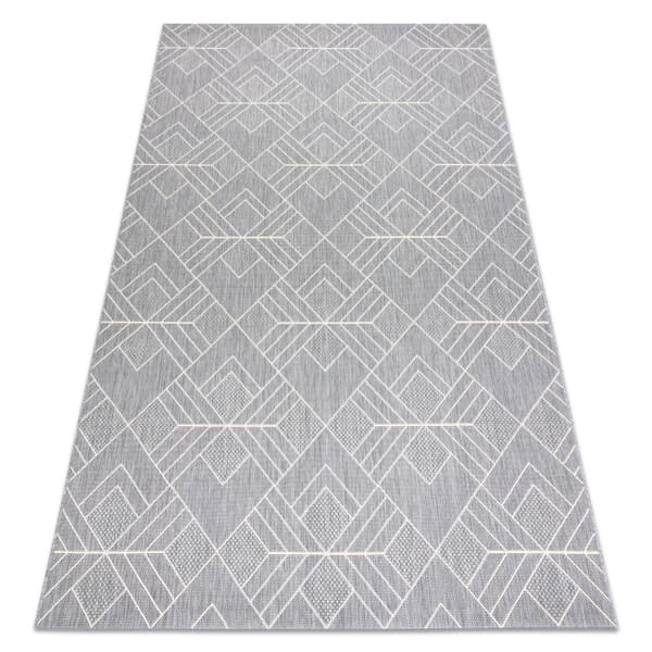 Matta SISAL FLAT 48731637 Kvadrater diamanter, geometrisk grå / kräm, 140x200 cm