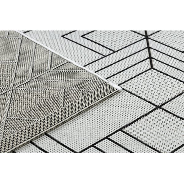 Matta SISAL FLAT 48731960 Kvadrater diamanter, geometrisk kräm / grå, 200x290 cm