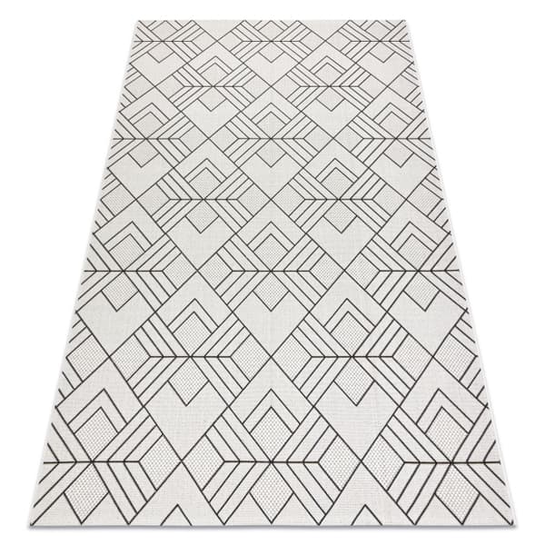 Matta SISAL FLAT 48731960 Kvadrater diamanter, geometrisk kräm / grå, 200x290 cm
