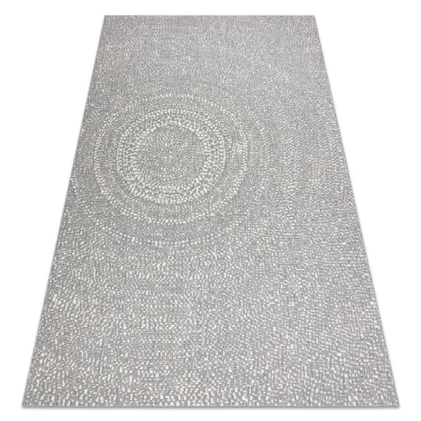 Matta SISAL FLAT 48832637 Cirklar, prickar grå / kräm, 140x200 cm