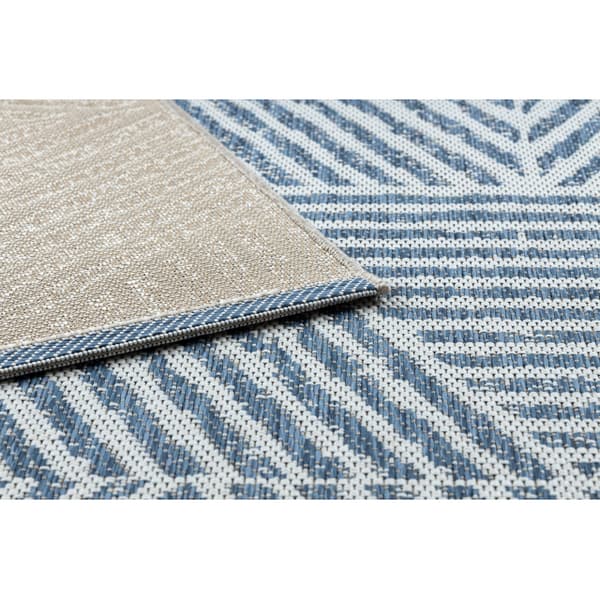 Tæppe Strenge SISAL COLOR 47176360 Linjer, trekanter, zigzag beige / blå, 80x150 cm