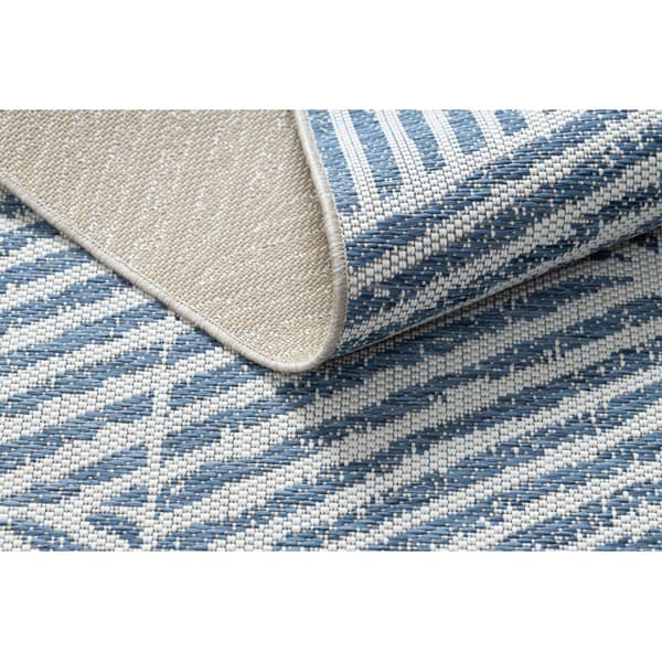 Tæppe Strenge SISAL COLOR 47176360 Linjer, trekanter, zigzag beige / blå, 80x150 cm