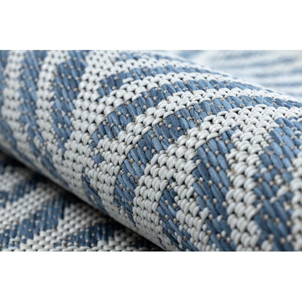 Tæppe Strenge SISAL COLOR 47176360 Linjer, trekanter, zigzag beige / blå, 80x150 cm