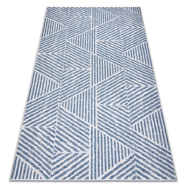 Tæppe Strenge SISAL COLOR 47176360 Linjer, trekanter, zigzag beige / blå, 80x150 cm
