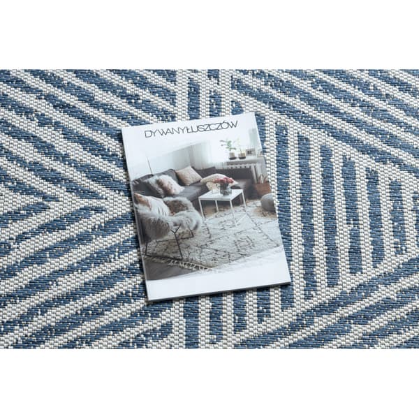 Matta COLOR 47176360 SISAL rader, trianglar, sicksack beige / blå, 200x290 cm