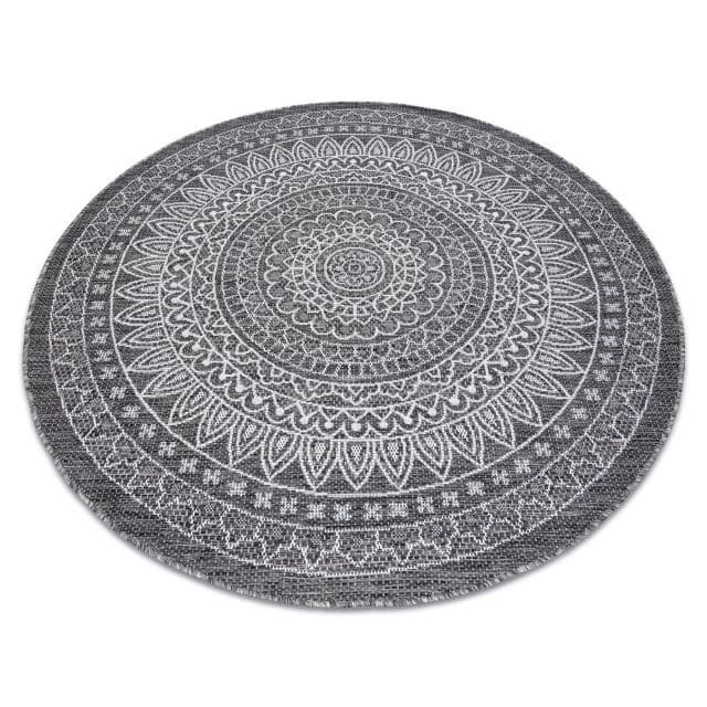 Matta SISAL LOFT 21207 Rosette BOHO cirkel ivory/silver/grå, cirkel 120 cm
