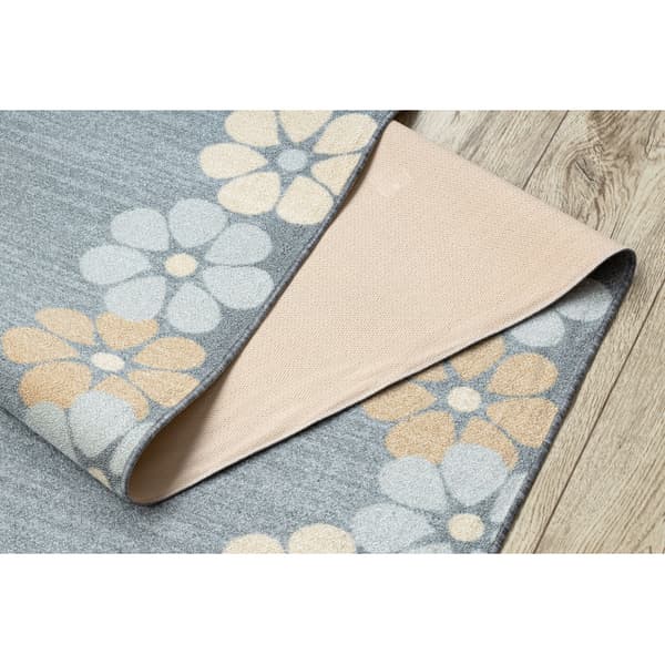 Löpare anti-halk MARGARETKA blomma gummi grå 67 cm, 67x530 cm