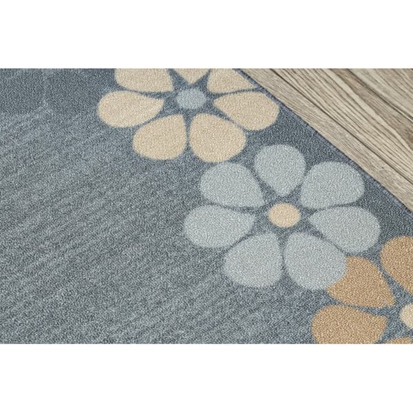 Löpare anti-halk MARGARETKA blomma gummi grå 120 cm, 120x110 cm