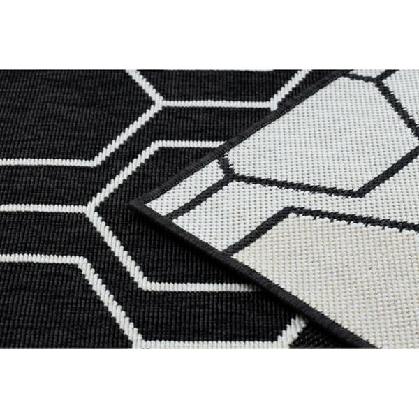 Tæppe SPRING 20404993 Hexagon streng, looping - sort, 140x200 cm