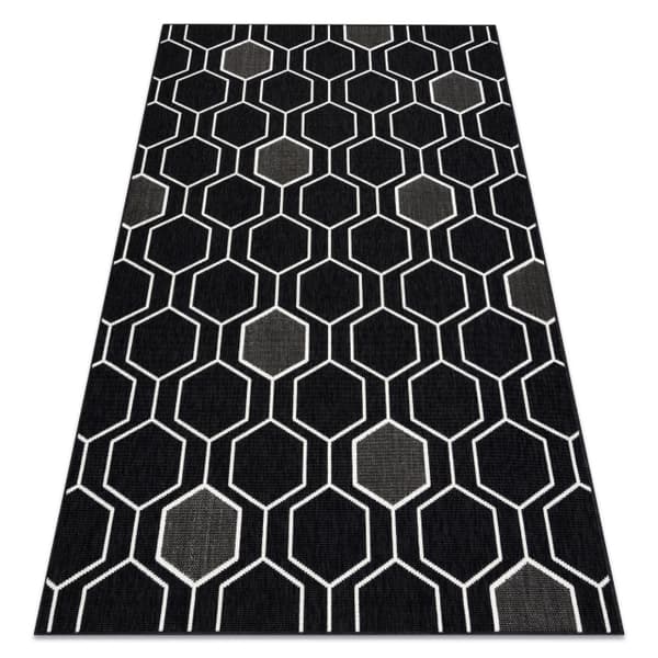 Tæppe SPRING 20404993 Hexagon streng, looping - sort, 160x230 cm