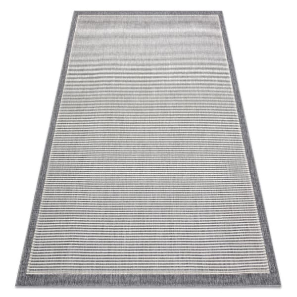 Tæppe SPRING 20411332 mønsterlinjer, ramme streng, looping - grå, 200x290 cm