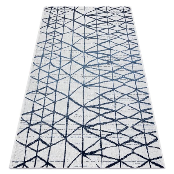 Tæppe Strenge SISAL COLOR 47278306 Linjer, trekanter beige / blå, 140x200 cm