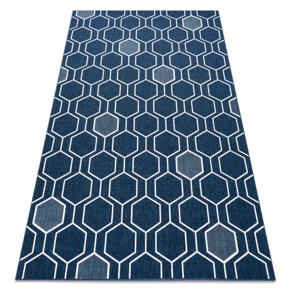 Matta SPRING 20404994 Hexagon sisal, ögla - blå, 120x170 cm