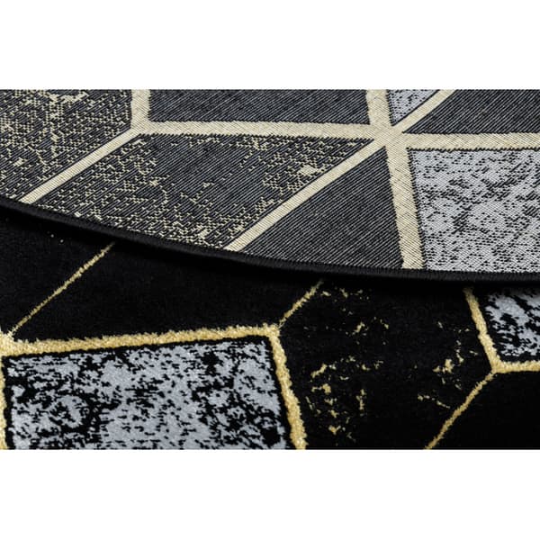 Tæppe GLOSS hjul moderne 400B 86 stilfuld, glamour, art deco, 3D geometrisk sort / guld, cirkel 120 cm