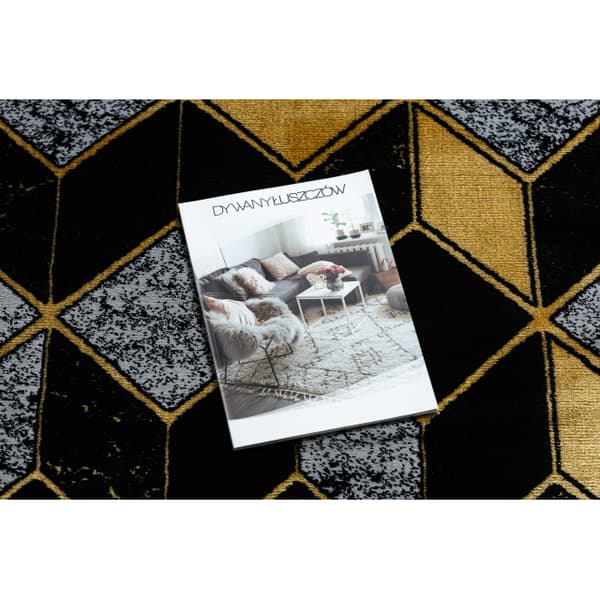 Tæppe GLOSS hjul moderne 400B 86 stilfuld, glamour, art deco, 3D geometrisk sort / guld, cirkel 120 cm