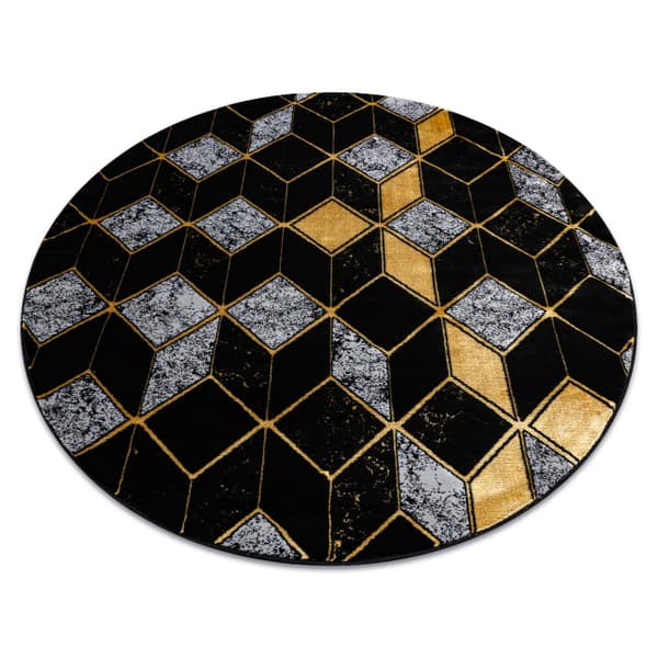 Tæppe GLOSS hjul moderne 400B 86 stilfuld, glamour, art deco, 3D geometrisk sort / guld, cirkel 120 cm