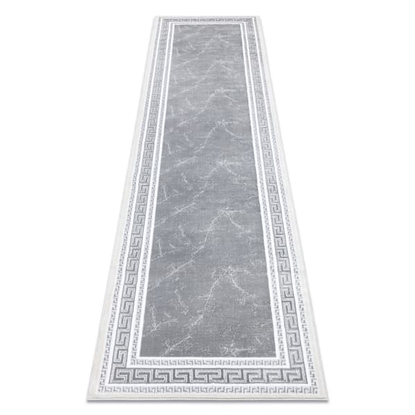 Modern GLOSS Matta, Löpare 2813 27 snygg, ram, grekisk grå, 60x250 cm