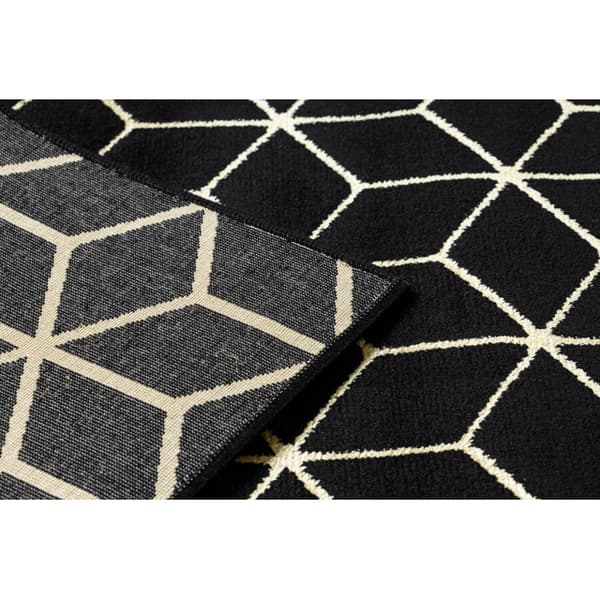 Modern GLOSS Matta, Löpare 409C 86 Kub snygg, glamour, art deco svart / guld, 60x250 cm