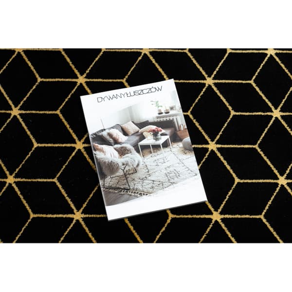Modern GLOSS Matta, Löpare 409C 86 Kub snygg, glamour, art deco svart / guld, 60x300 cm