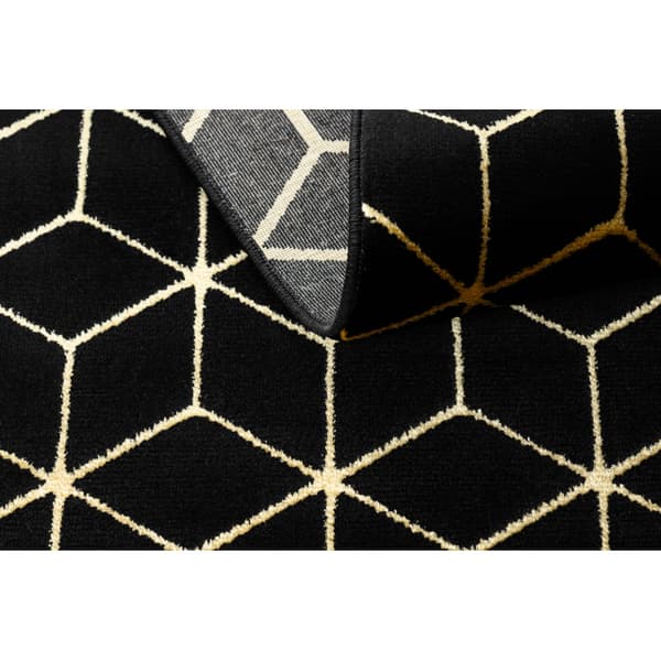 Modern GLOSS Matta, Löpare 409C 86 Kub snygg, glamour, art deco svart / guld, 70x300 cm