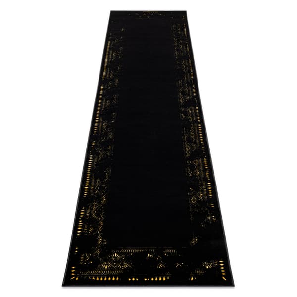Modern GLOSS Matta, Löpare 408C 86 Ram snygg, glamour, art deco svart / guld, 80x300 cm
