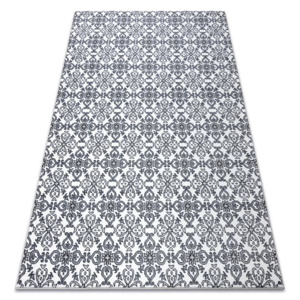 Matto ARGENT - W4949 Kukat valkoinen / harmaa, 200x290 cm
