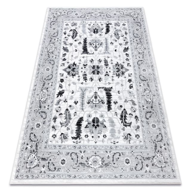 Matta ARGENT - W7039 Blommor grå / svart, 240x330 cm