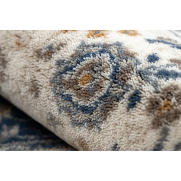 Tæppe NAIN Ramme ornament 7179/51913 beige / marineblå blå, 240x340 cm