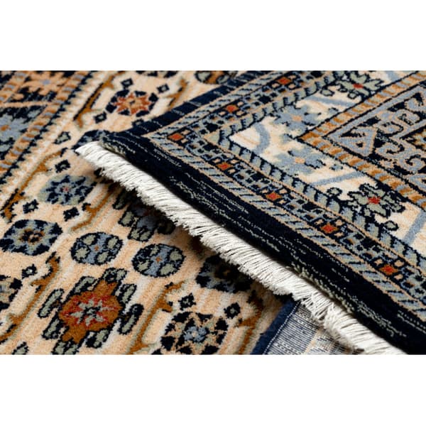 Matta Ull KESHAN fringe, Ram oriental 6428/53551 beige / marin, 120x145 cm